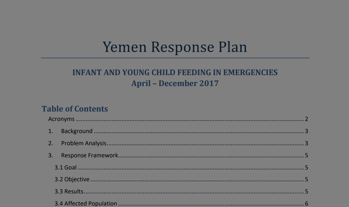 IYCF-E Response plan- Yemen