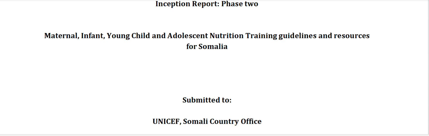 Maternal, Infant and Young Child and Adolescent Nutrition Operational and Programme guideline.