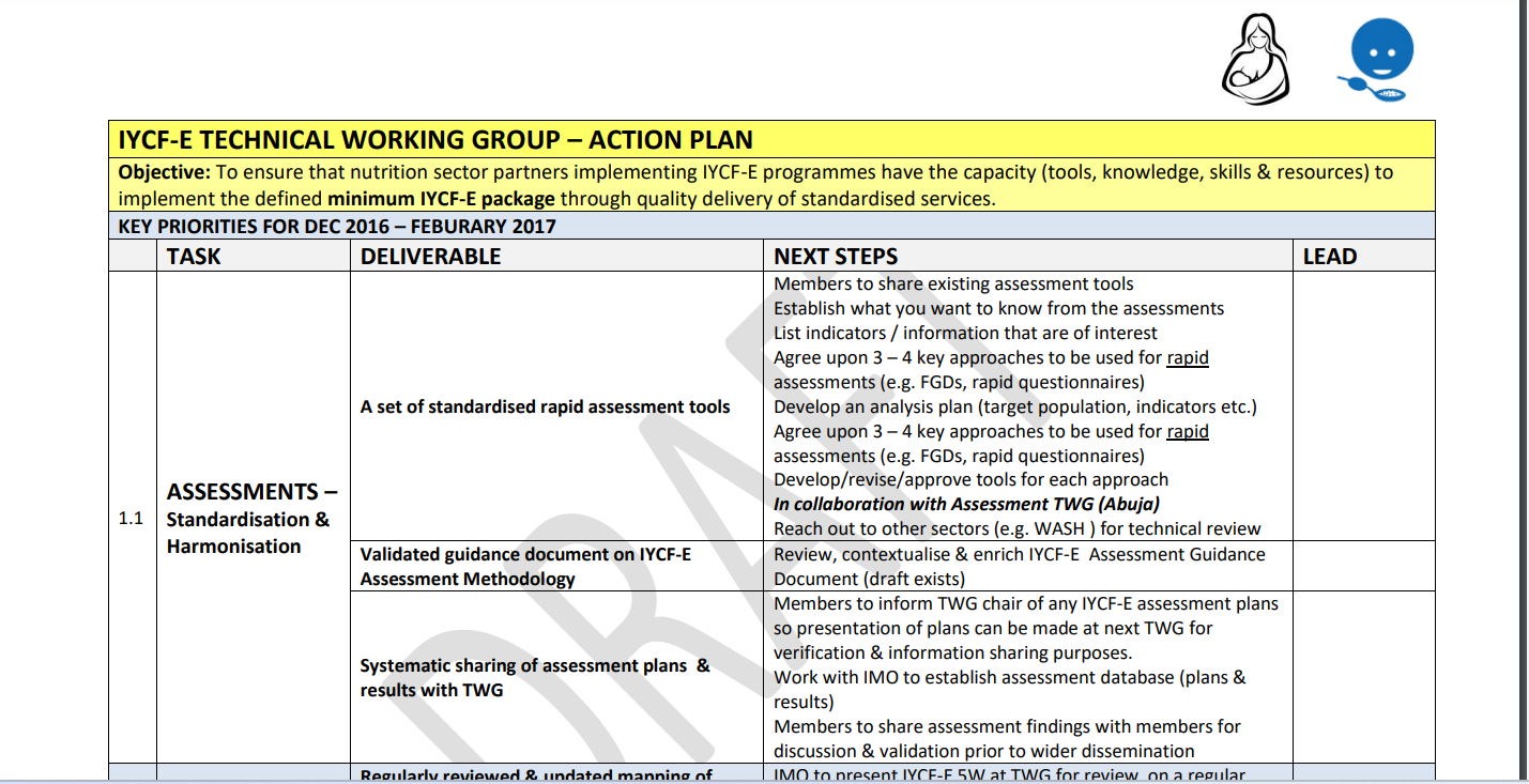 Nigeria IYCF-E TWG draft Action Plan